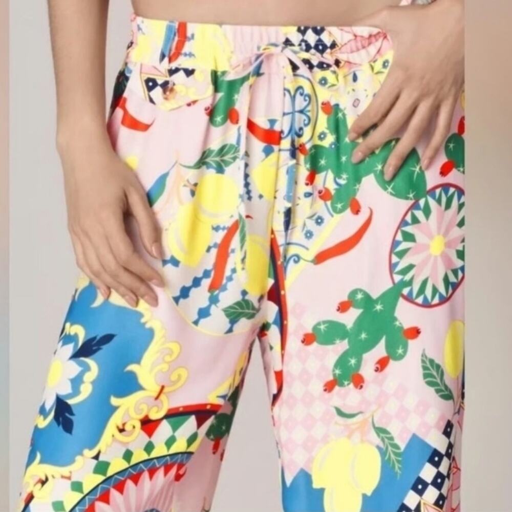 NWT Anthropologie Maeve Pink Patterned Wide Leg Pants - Picture 3 of 7